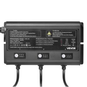 Marine Battery Charger, 3-Bank, 5A 12V Onboard Boat Charger, IP68 Waterproof Smart On-Board Battery Charger, for Lithium-Ion (LiFePO4), NCM